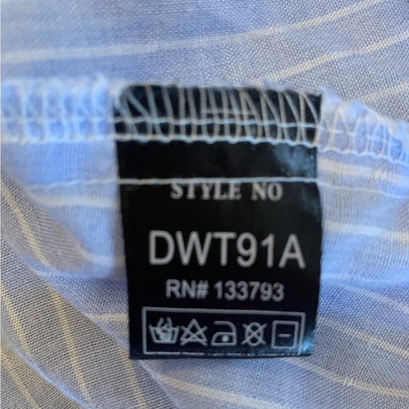 Pol popover blouse bohemian shirt pinstripe coastal grandma minimalist spring - Picture 7 of 8